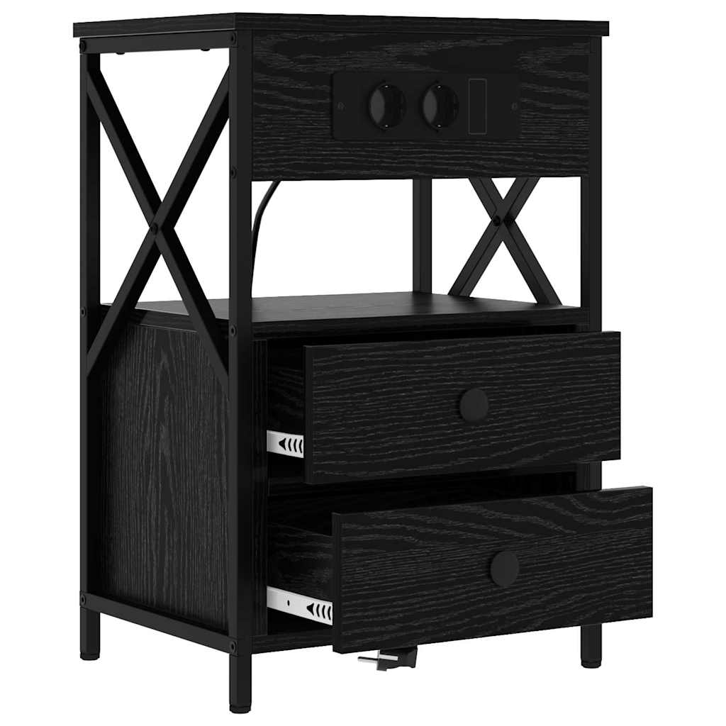 Bedside Cabinet Black oak 40 x 31 x 60 cm Engineered wood